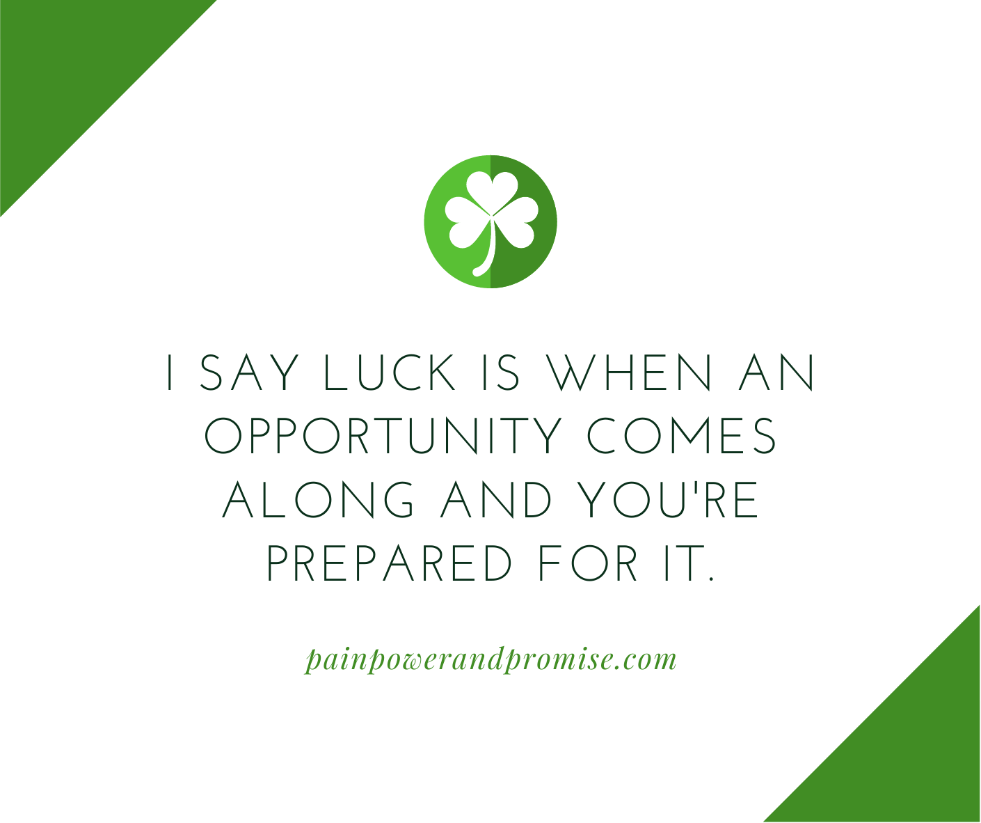 I say Luck is when opportunity comes along and you're prepared for it.