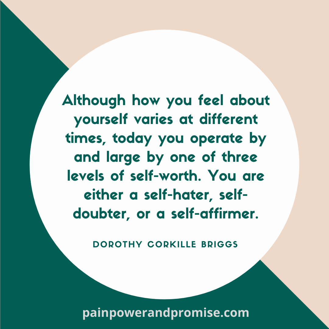 your daily dose of resilience Inspirational Quote: You operate by and large by one of three levels of self worth.