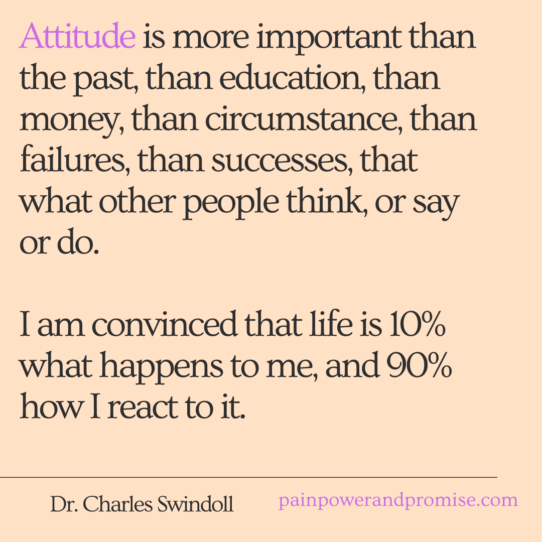 ATTITUDE...I am convinced that life is 10% what happens to me and 90% how I react to it.