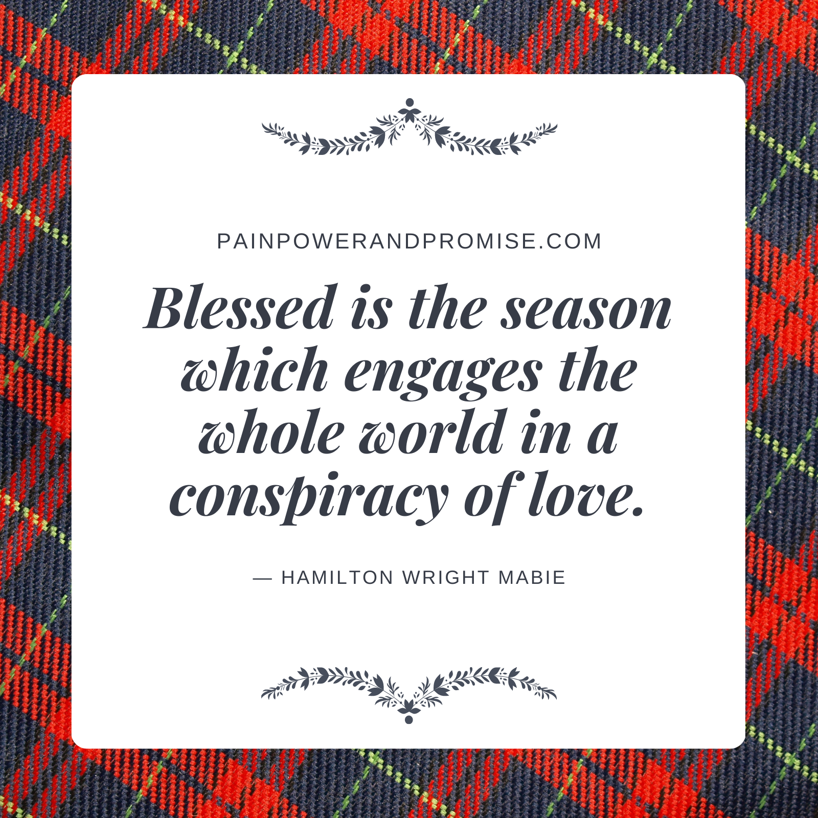 Inspirational Quote: Blessed is the season which engages the whole world in a conspiracy of love.