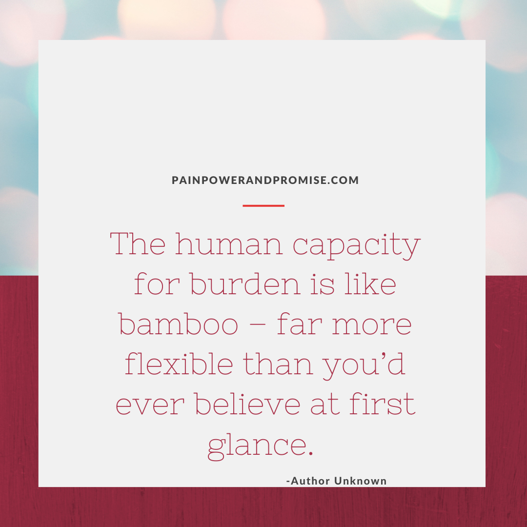 Resiliency Quote: The human capacity for burden is like bamboo -- far more flexible than you'd ever believe at first glance.