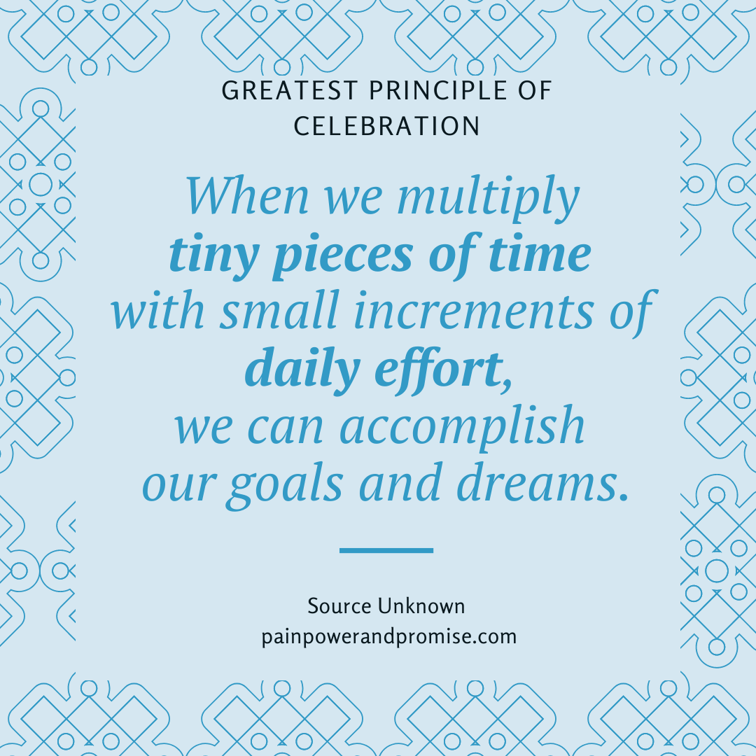 Inspirational Quote: When we mulitply tiny pieces of time with small increments of daily effort we can accomplish our goals and dreams.