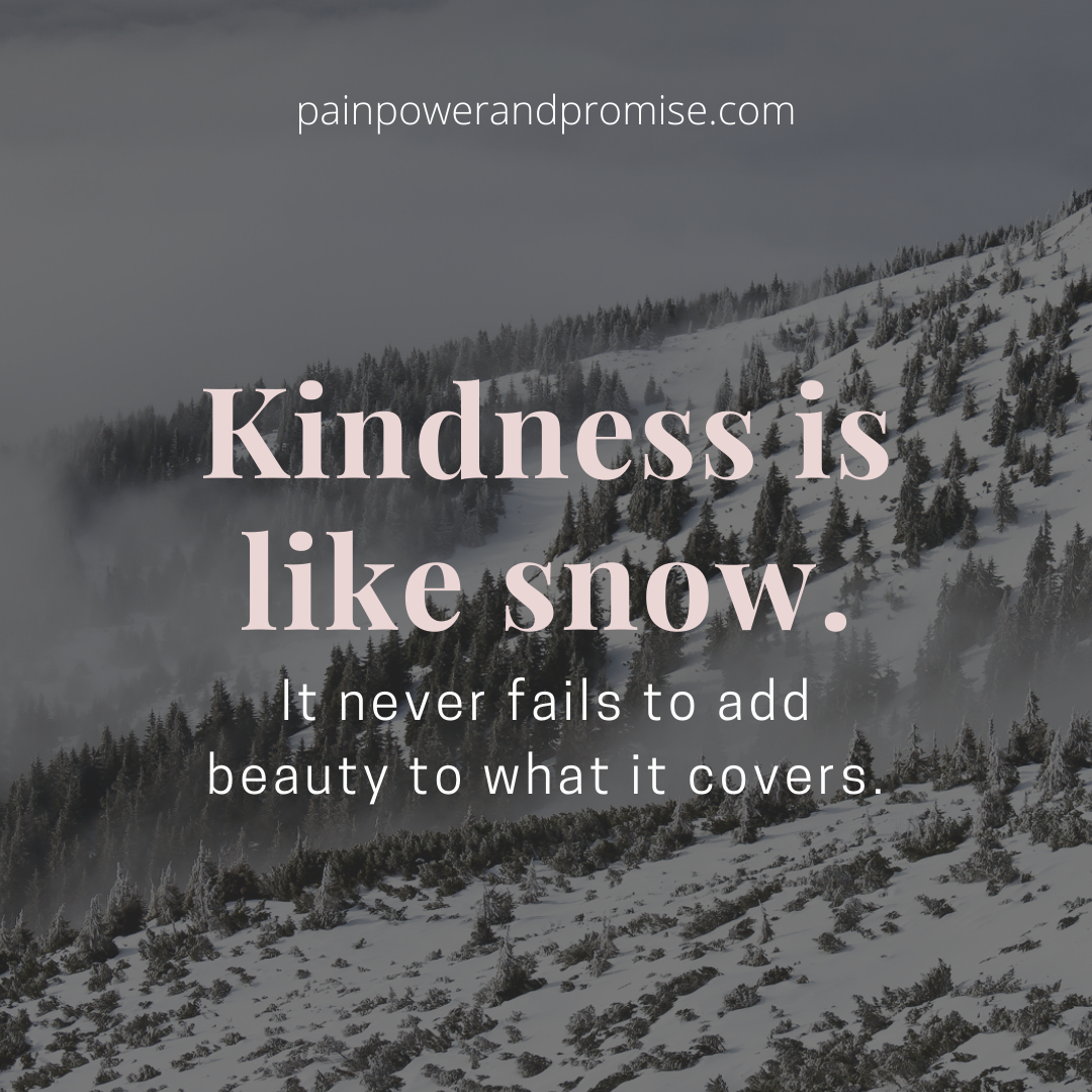 Kindness is like snow. It never fails to add beauty to what it covers.