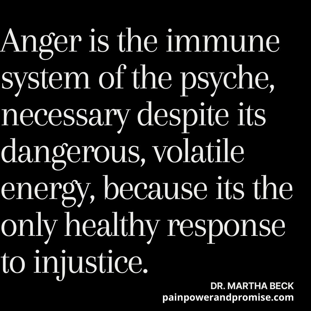 Inspirational Quote: Anger is the immune system of the psyche, necessary despite its dangerous, volatile energy, because its the only healthy response to injustice.