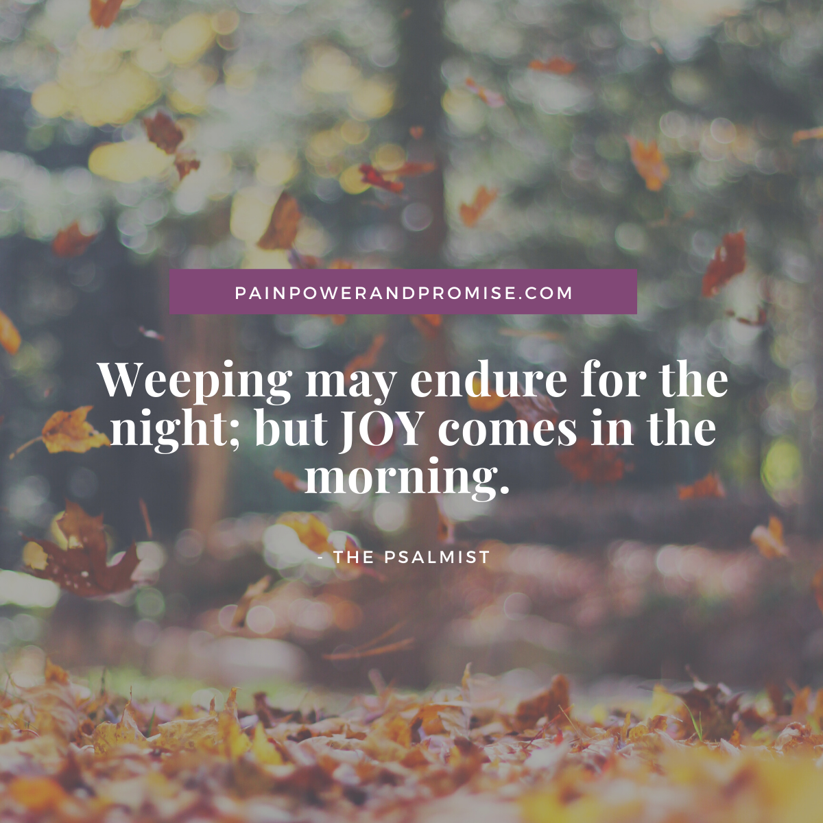 Weeping may endure for the night, but JOY comes in the morning.