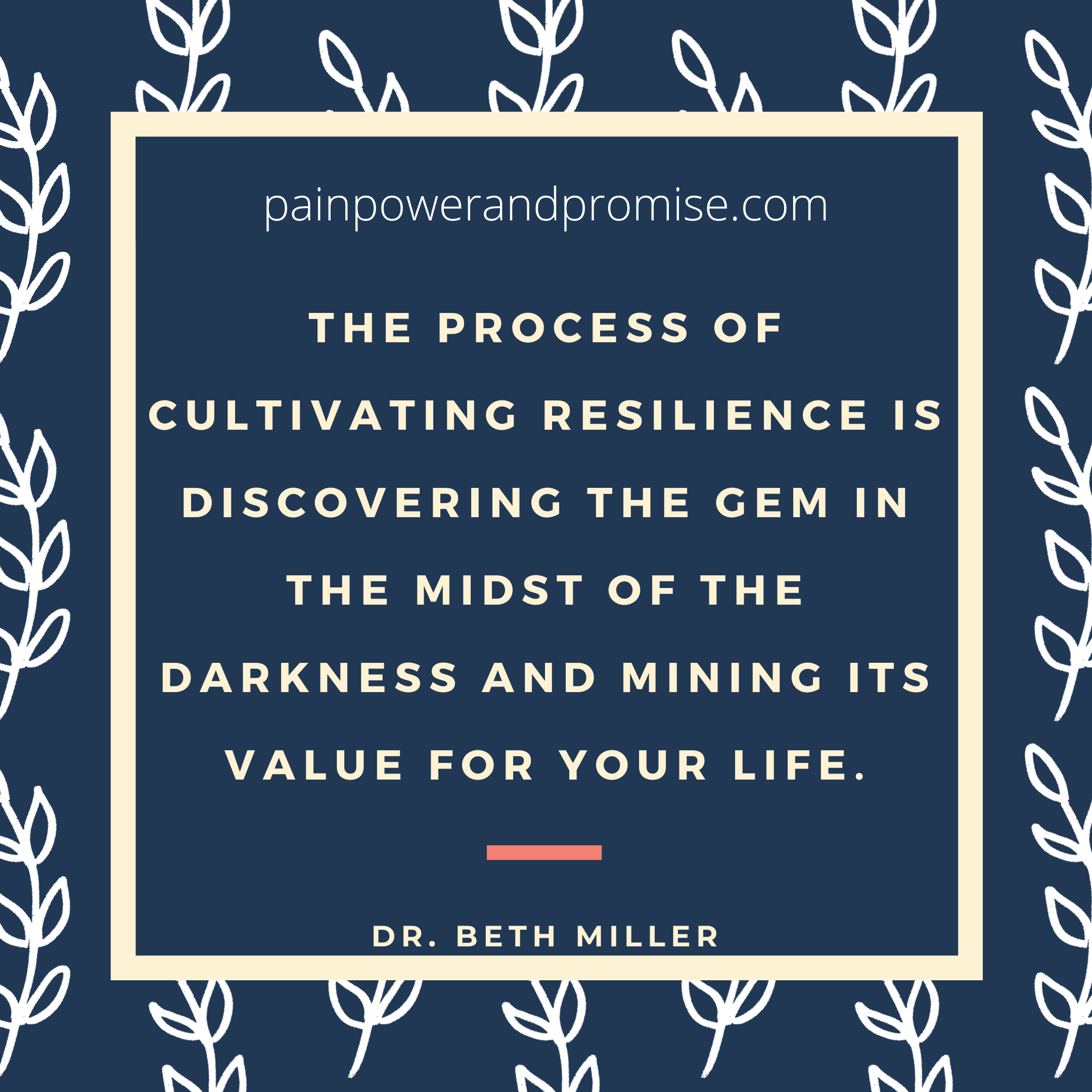 The process of cultivating resilience is discovering the gem in the midst of the darkness and mining its value for your life.